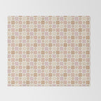 Checkered Floral - Pink Brown Beige Throw Blanket Gallery Image 2