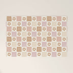 Checkered Floral - Pink Brown Beige Welcome Mat Gallery Image 1