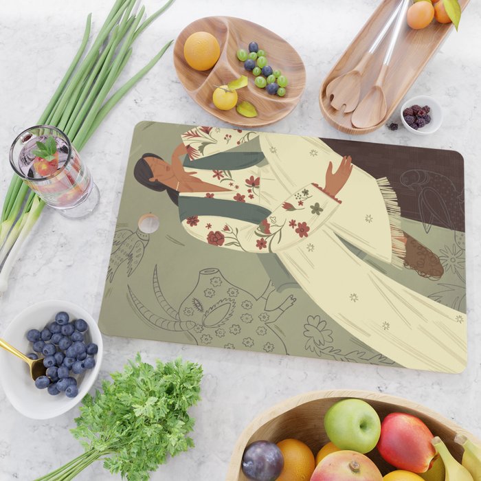 portrait of a woman in a flying costume with fantastic beasts Cutting Board Gallery Image 2