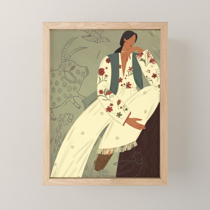 portrait of a woman in a flying costume with fantastic beasts Mini Art Print Gallery Image 1