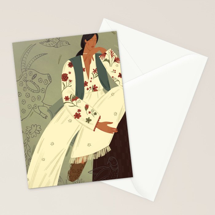 portrait of a woman in a flying costume with fantastic beasts Stationery Card Gallery Image 2