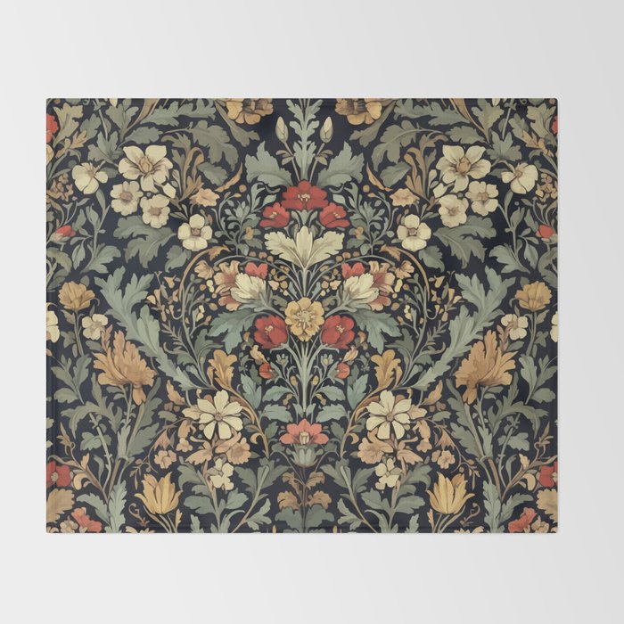 Floralia Vintage Bloom Throw Blanket Gallery Image 2