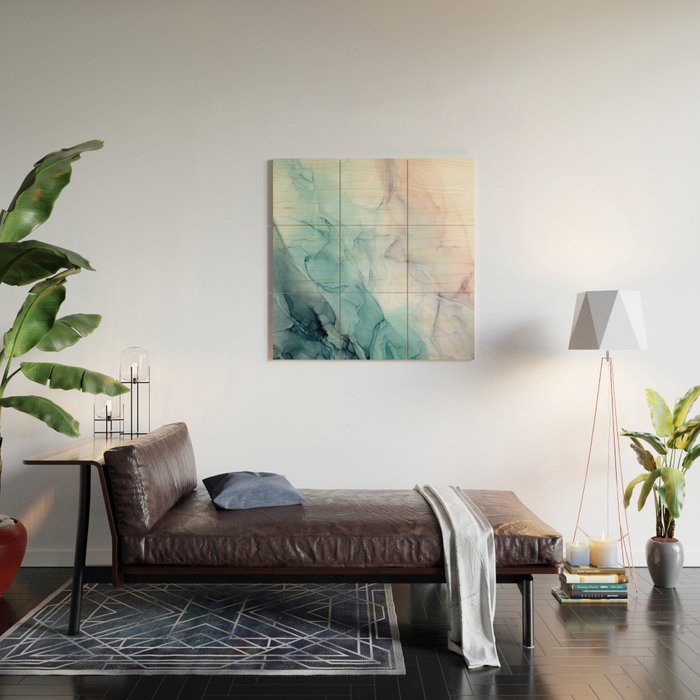 Beachy Pastel Flowing Ombre Abstract Wood Wall Art Gallery Image 2