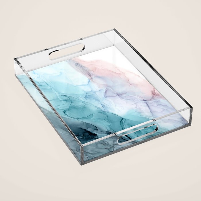 Beachy Pastel Flowing Ombre Abstract Acrylic Tray Gallery Image 1