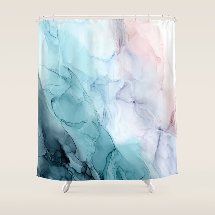Beachy Pastel Flowing Ombre Abstract Shower Curtain Gallery Image 1