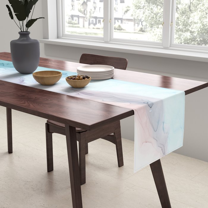 Beachy Pastel Flowing Ombre Abstract Table Runner Gallery Image 2