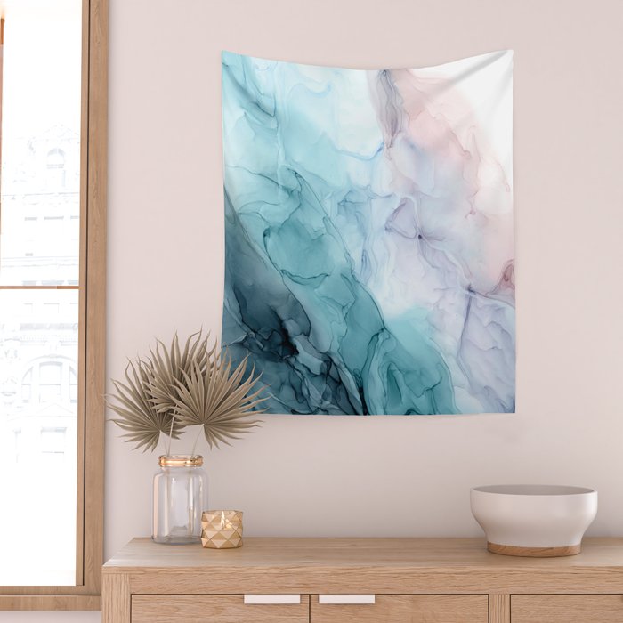 Beachy Pastel Flowing Ombre Abstract Wall Tapestry Gallery Image 2