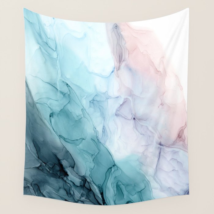 Beachy Pastel Flowing Ombre Abstract Wall Tapestry Gallery Image 4