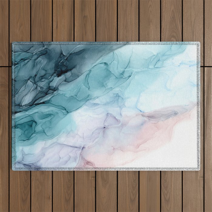 Beachy Pastel Flowing Ombre Abstract Outdoor Rug Gallery Image 1