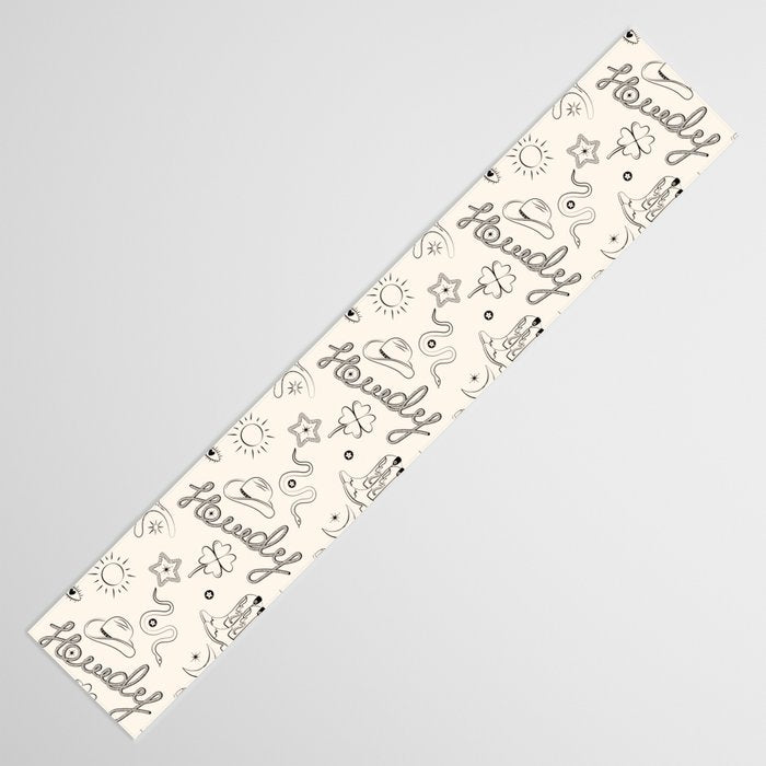Howdy. Black and White Good Luck Charms Table Runner Gallery Image 3