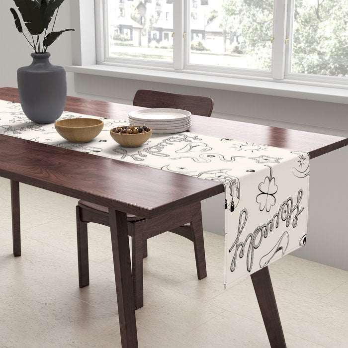 Howdy. Black and White Good Luck Charms Table Runner Gallery Image 2