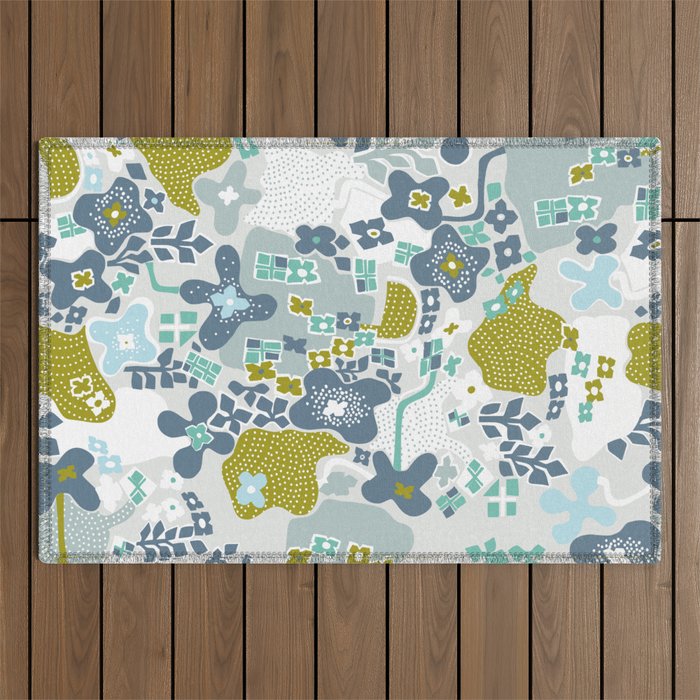 City life botanical park soft grey Outdoor Rug Gallery Image 1