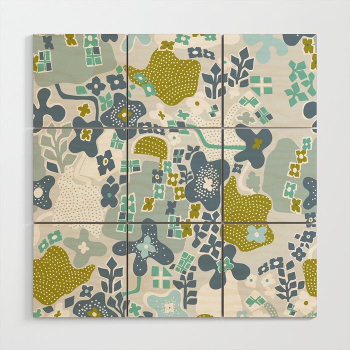 City life botanical park soft grey Wood Wall Art Gallery Image 1