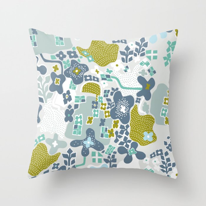 City life botanical park soft grey Throw Pillow Gallery Image 1