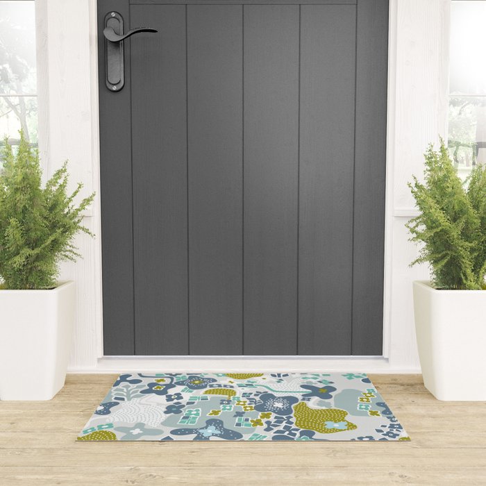 City life botanical park soft grey Welcome Mat Gallery Image 3