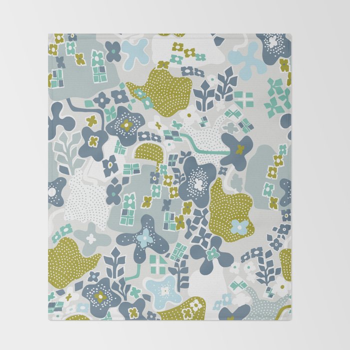 City life botanical park soft grey Throw Blanket Gallery Image 2