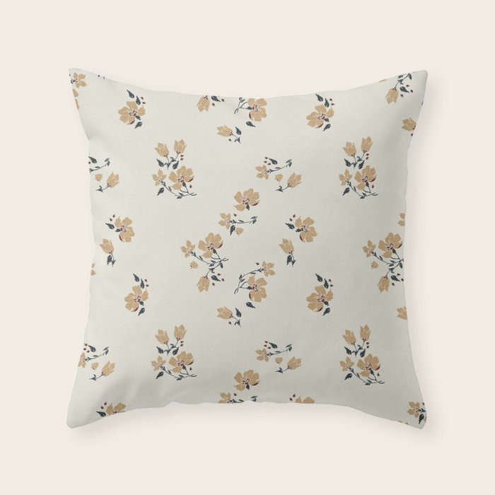 VINTAGE FLORAL NEUTRAL Throw Pillow Gallery Image 6