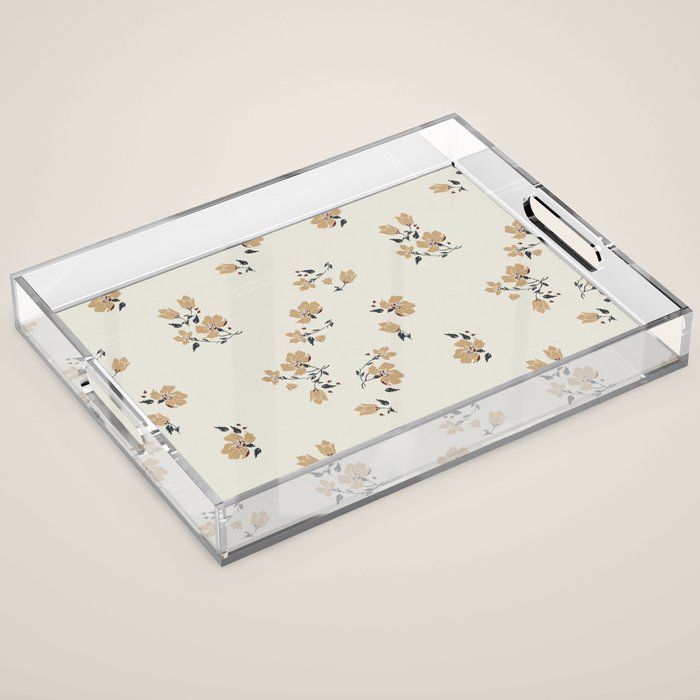 VINTAGE FLORAL NEUTRAL Acrylic Tray Gallery Image 1