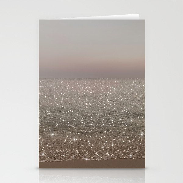 Beach Ocean Glitter Stationery Card Gallery Image 1