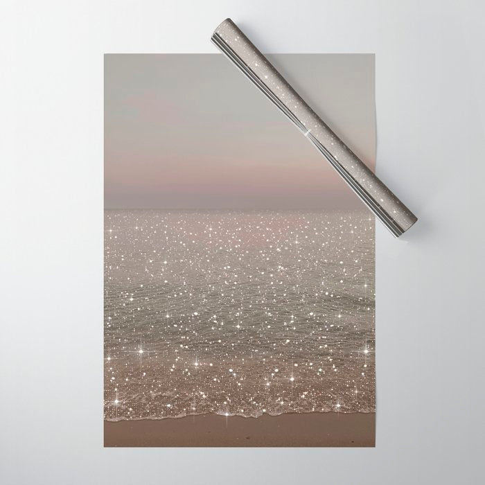 Beach Ocean Glitter Wrapping Paper Gallery Image 1