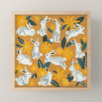 Bunnies & Blooms - Ochre & Teal Palette Mini Art Print Gallery Image 1