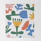 Retro spring flower nature drawing Throw Blanket Gallery Image 2