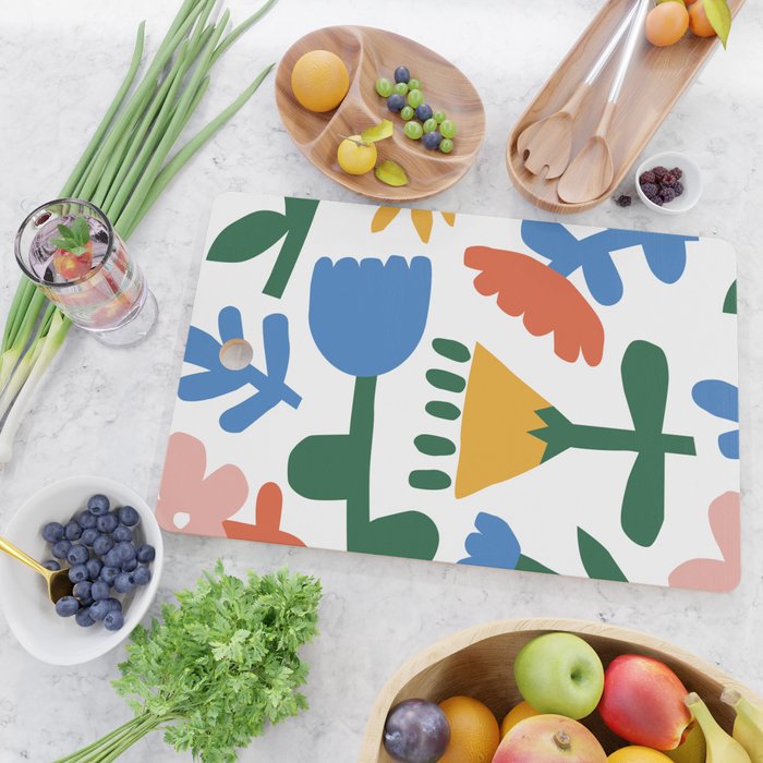 Retro spring flower nature drawing Cutting Board Gallery Image 2