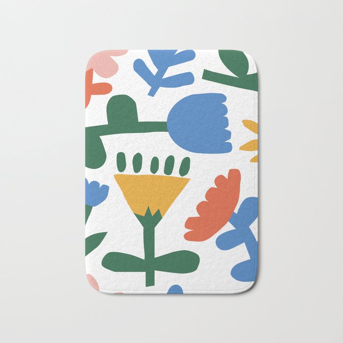 Retro spring flower nature drawing Bath Mat Gallery Image 1
