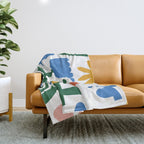 Retro spring flower nature drawing Throw Blanket Gallery Image 1