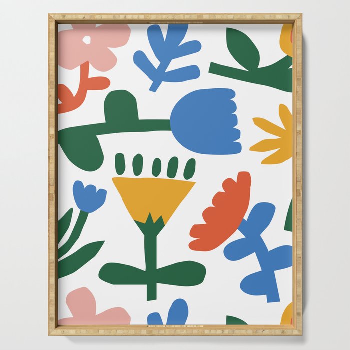 Retro spring flower nature drawing Serving Tray Gallery Image 1