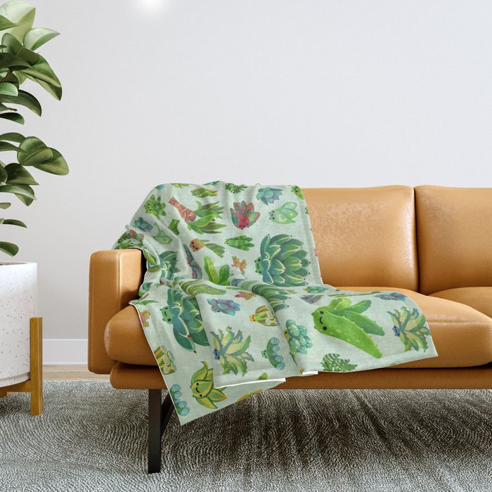 Baby succulent 1 - light Throw Blanket Gallery Image 1