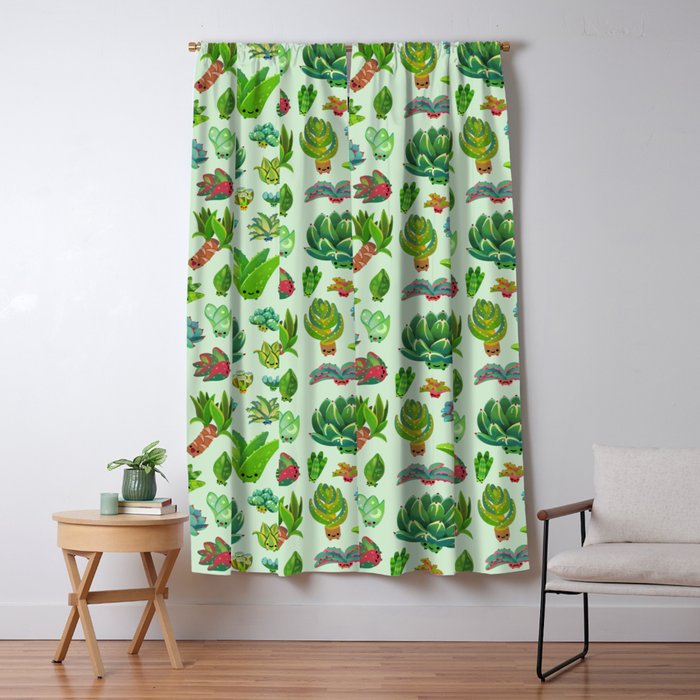Baby succulent 1 - light Window Curtain Gallery Image 5