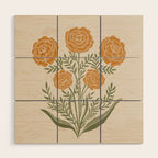 Marigold Block Print Wood Wall Art Gallery Image 1