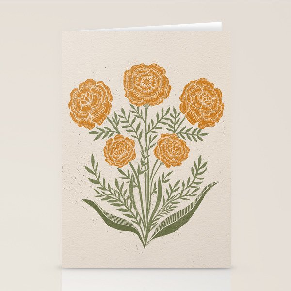 Marigold Block Print Stationery Card Gallery Image 2