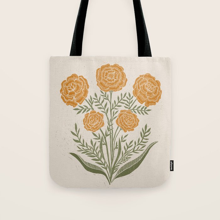 Marigold Block Print Tote Bag Gallery Image 1