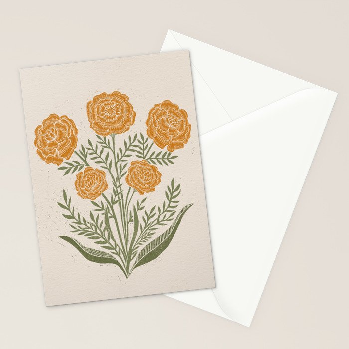 Marigold Block Print Stationery Card Gallery Image 2