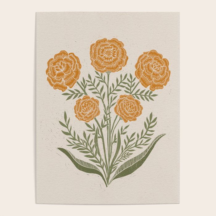 Marigold Block Print Poster Gallery Image 1
