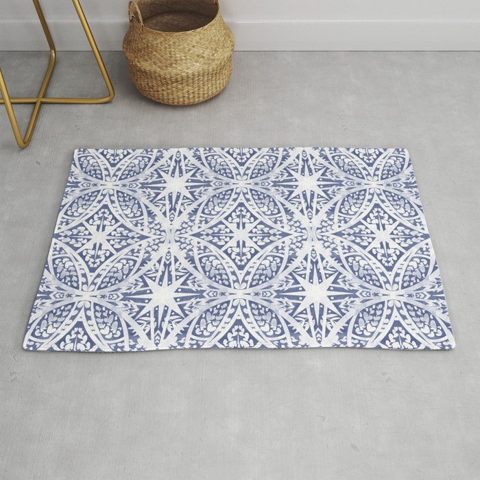 Leaves indigo fantasy tiled 4 Rug Gallery Image 1