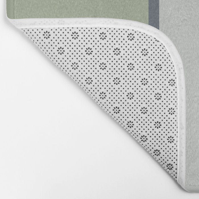 Minimalist Modern Color Block Abstract in Sage Green, Light Silver Gray, and Beige Bath Mat Gallery Image 2