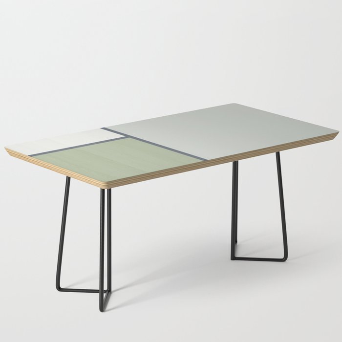 Minimalist Modern Color Block Abstract in Sage Green, Light Silver Gray, and Beige Coffee Table Gallery Image 1