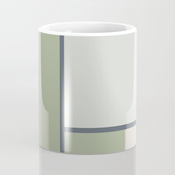 Minimalist Modern Color Block Abstract in Sage Green, Light Silver Gray, and Beige Coffee Mug Gallery Image 4