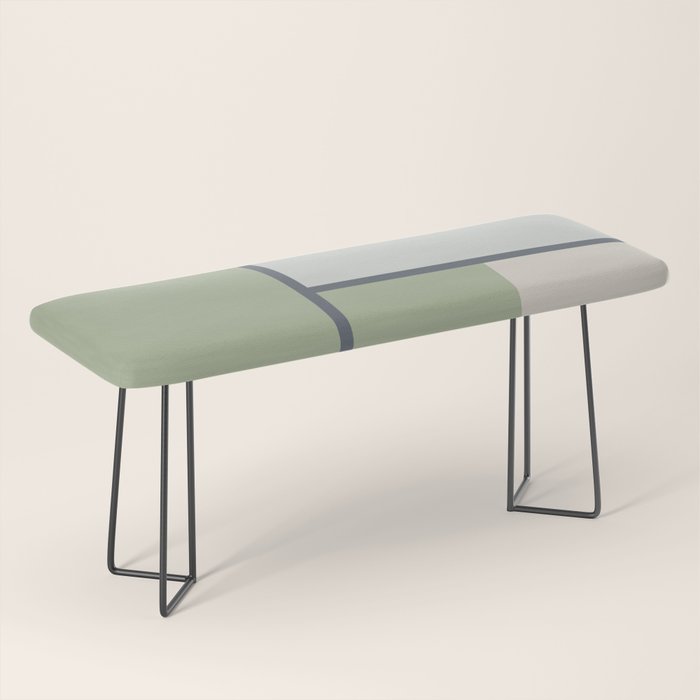 Minimalist Modern Color Block Abstract in Sage Green, Light Silver Gray, and Beige Bench Gallery Image 1