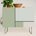 Minimalist Modern Color Block Abstract in Sage Green, Light Silver Gray, and Beige Credenza Gallery Image 1