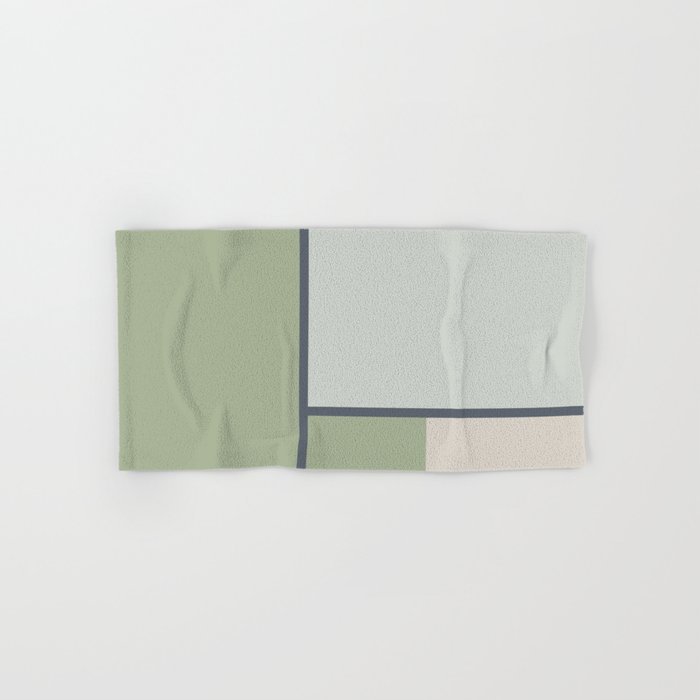 Minimalist Modern Color Block Abstract in Sage Green, Light Silver Gray, and Beige Bath Towel Gallery Image 1