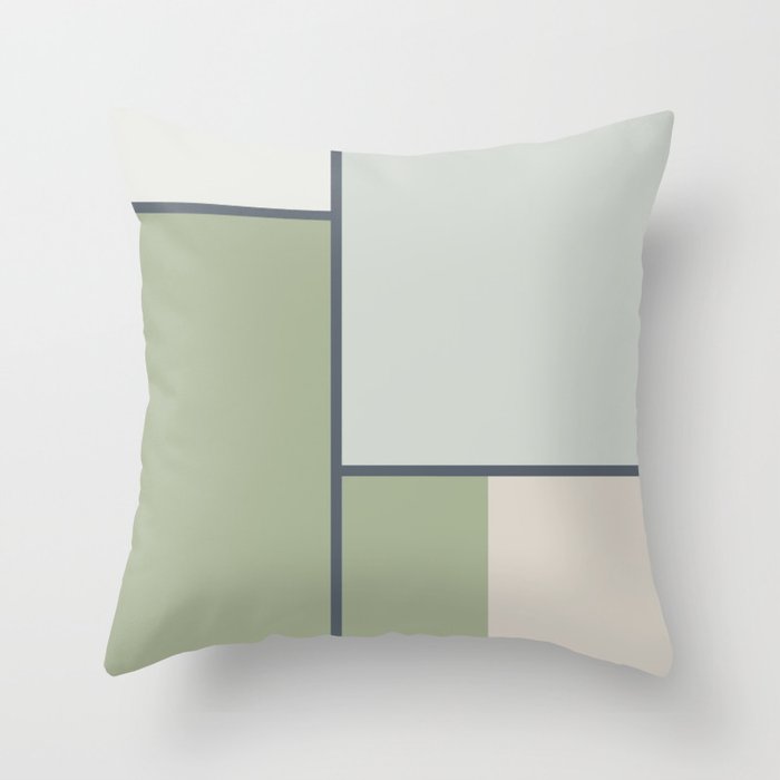 Minimalist Modern Color Block Abstract in Sage Green, Light Silver Gray, and Beige Throw Pillow Gallery Image 6