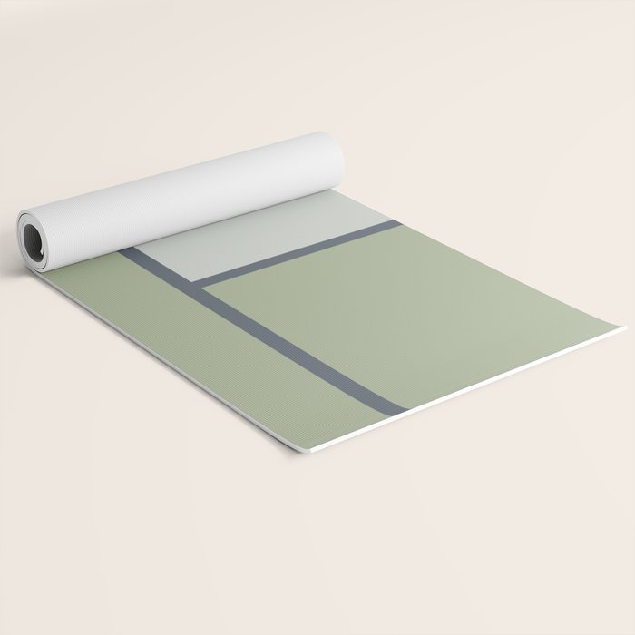 Minimalist Modern Color Block Abstract in Sage Green, Light Silver Gray, and Beige Yoga Mat Gallery Image 2