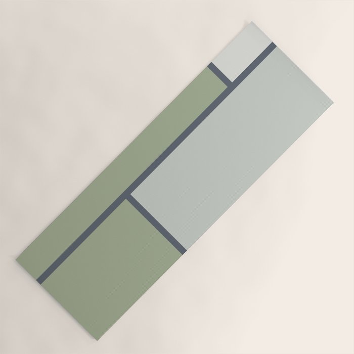Minimalist Modern Color Block Abstract in Sage Green, Light Silver Gray, and Beige Yoga Mat Gallery Image 1