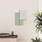Minimalist Modern Color Block Abstract in Sage Green, Light Silver Gray, and Beige Poster Gallery Image 2