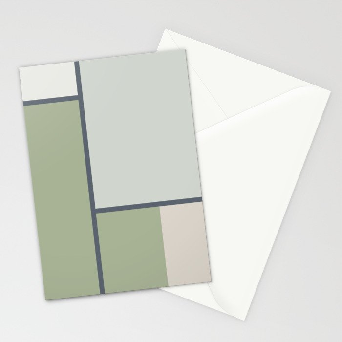 Minimalist Modern Color Block Abstract in Sage Green, Light Silver Gray, and Beige Stationery Card Gallery Image 2