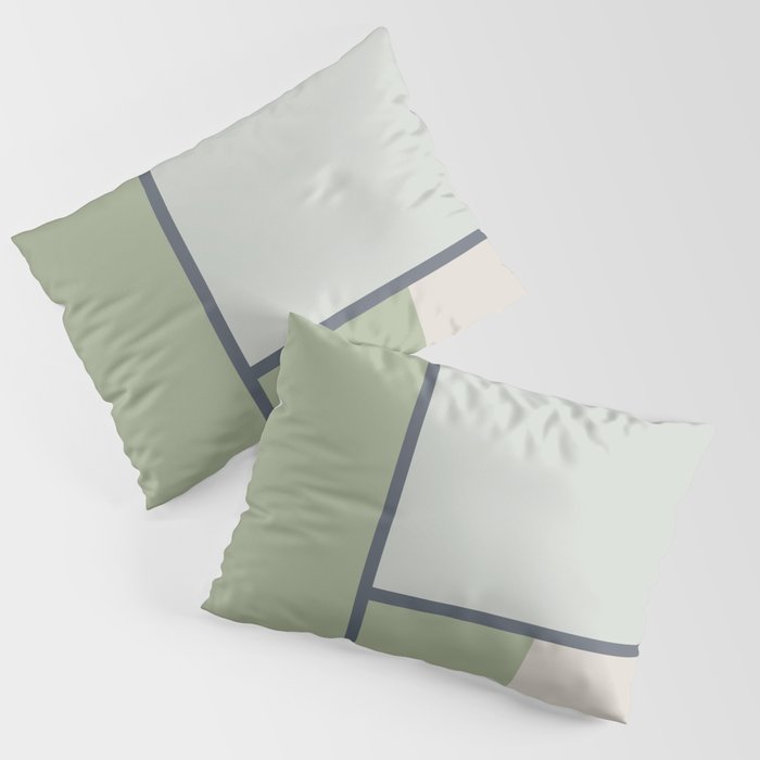 Minimalist Modern Color Block Abstract in Sage Green, Light Silver Gray, and Beige Pillow Sham Gallery Image 3